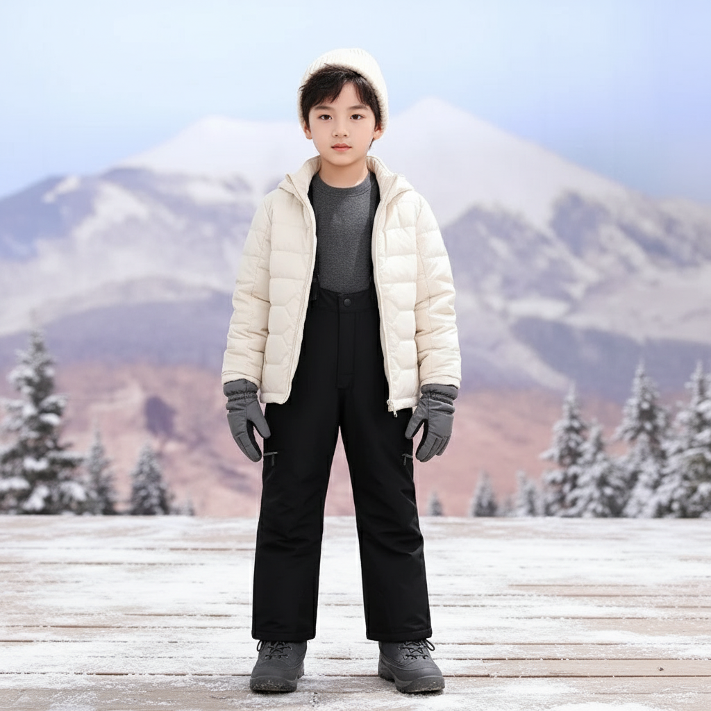 Pantalon De Ski Noir Imperméable Bretelles Hiver Enfant - Polyester