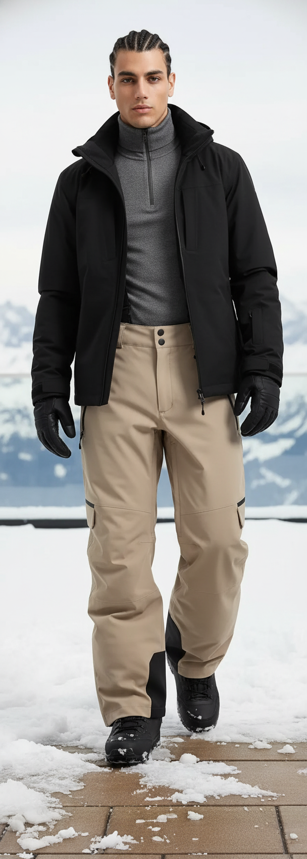 Pantalon De Ski Beige Ample Imperméable Homme Hiver - Polyester