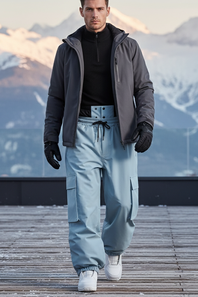 Pantalon De Ski Bleu Cargo Ample Homme Imperméable - Polyester
