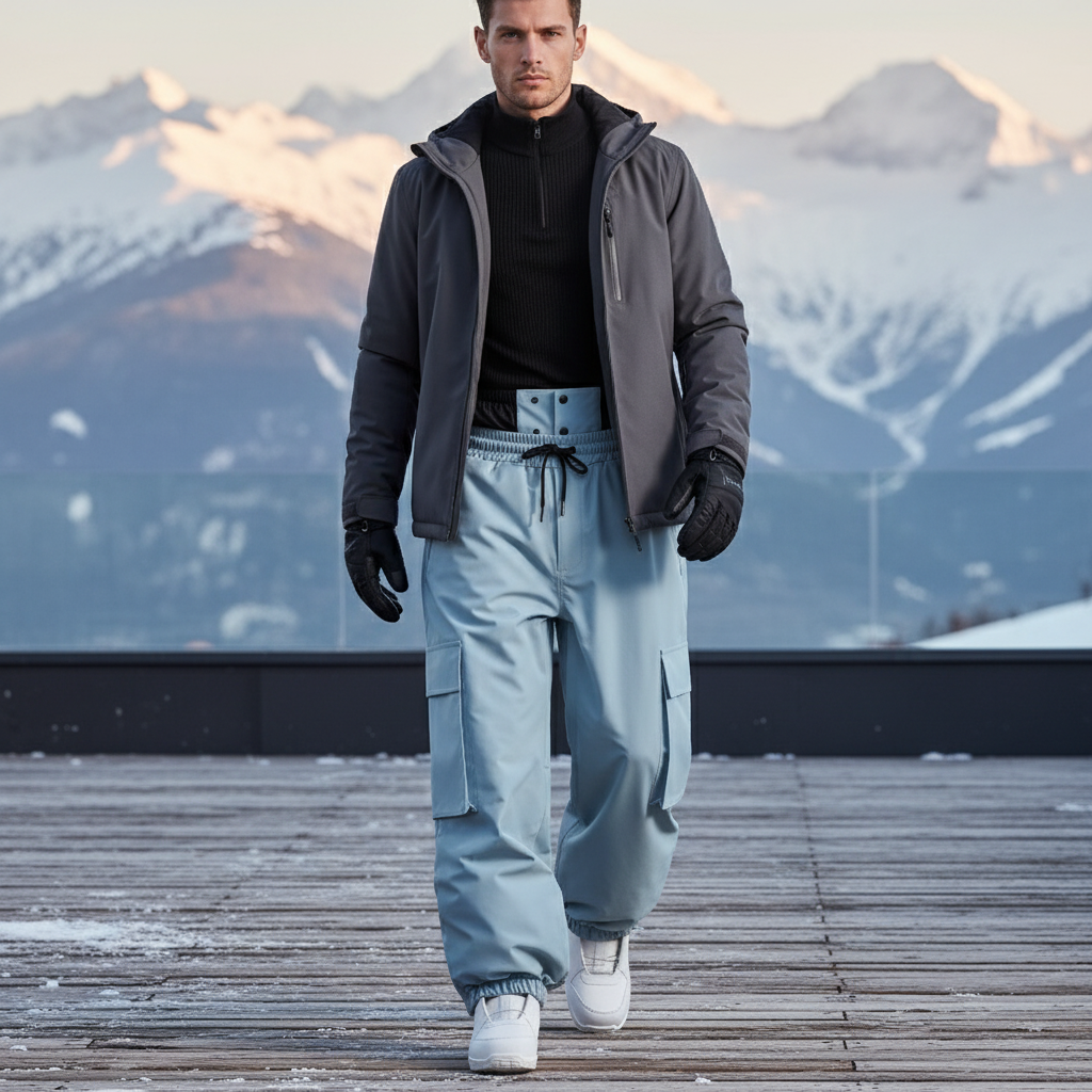 Pantalon De Ski Bleu Cargo Ample Homme Imperméable - Polyester
