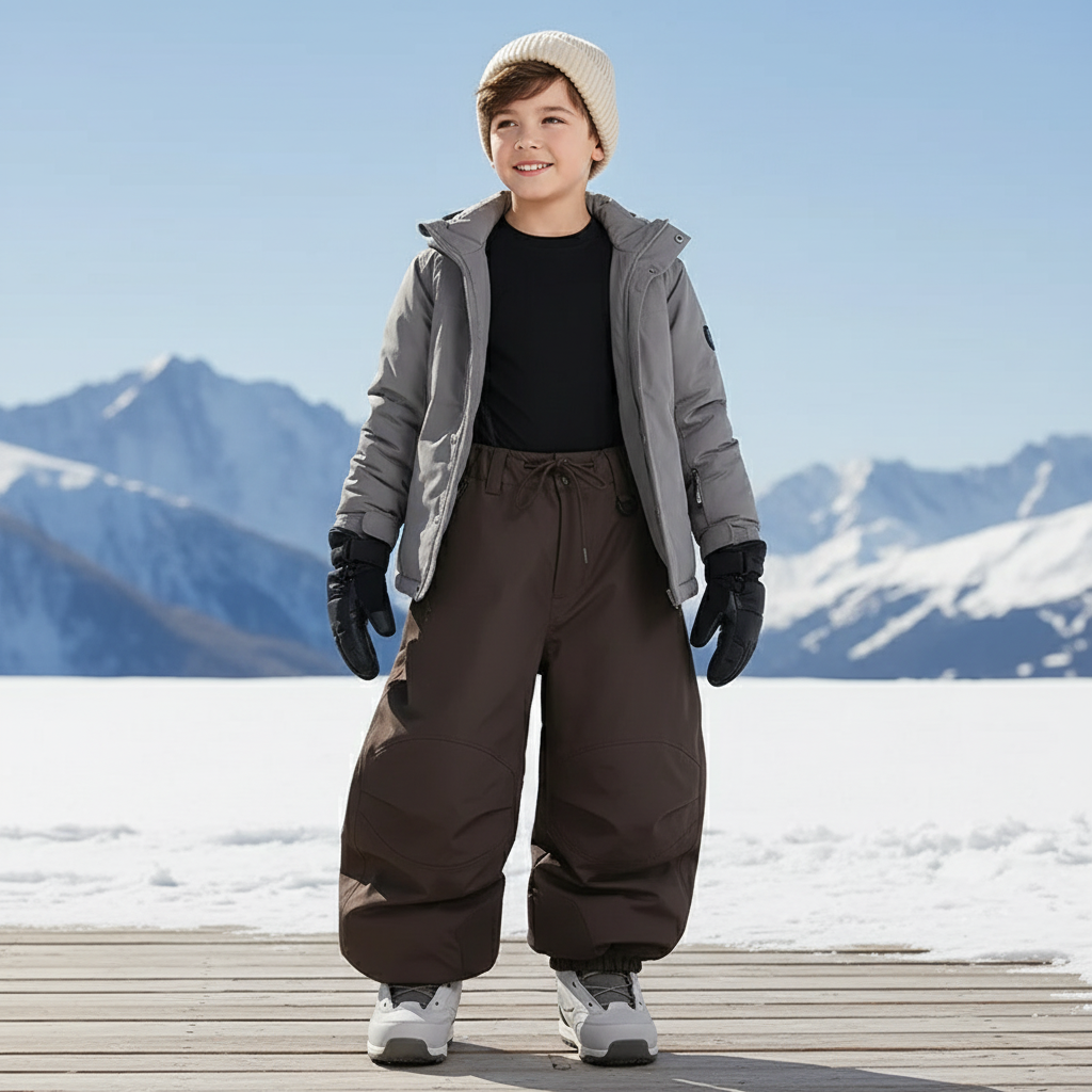 Pantalon De Ski Marron Ample Imperméable Enfant Hiver - Polyester