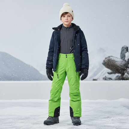 Pantalon De Ski Enfant Vert Fluorescent Imperméable Thermique - Polyester
