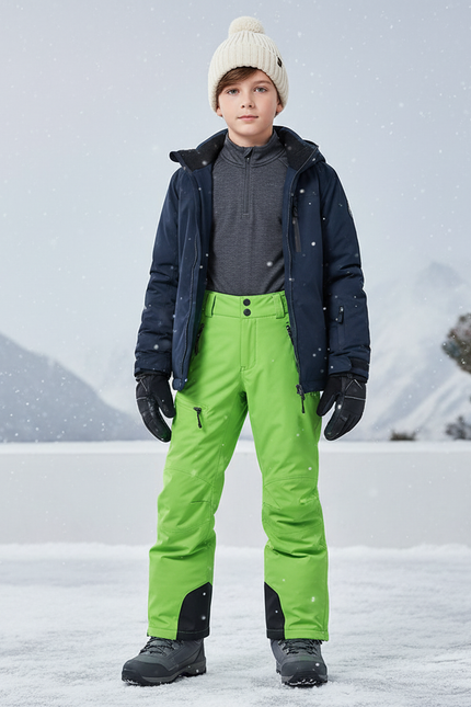 Pantalon De Ski Enfant Vert Fluorescent Imperméable Thermique - Polyester