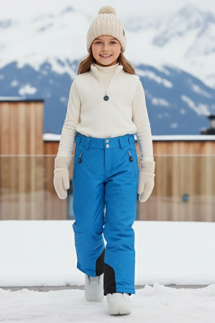 Pantalon De Ski Enfant Bleu Imperméable Chaud Hiver - Polyester