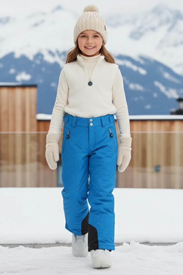 Pantalon De Ski Enfant Bleu Imperméable Chaud Hiver - Polyester