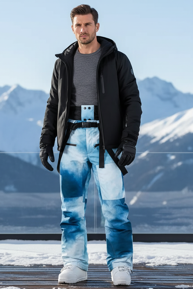 Pantalon De Ski Imperméable Bleu Motif Ciel Homme - Polyester