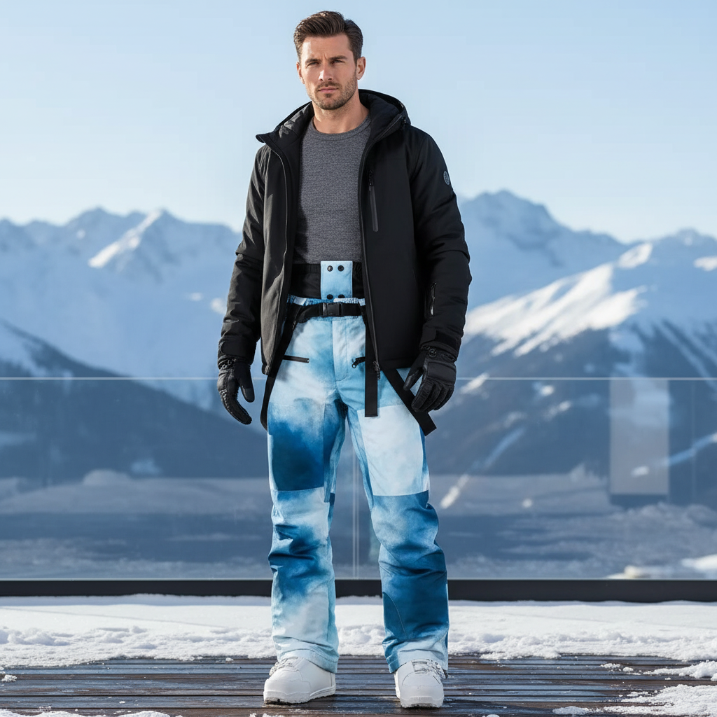 Pantalon De Ski Imperméable Bleu Motif Ciel Homme - Polyester