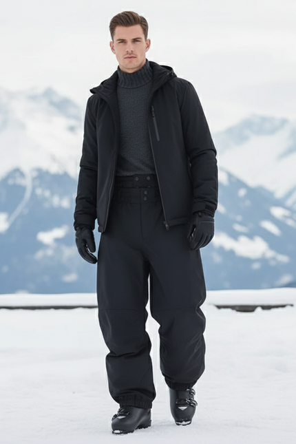 Pantalon De Ski Noir Ample Imperméable Homme - Polyester