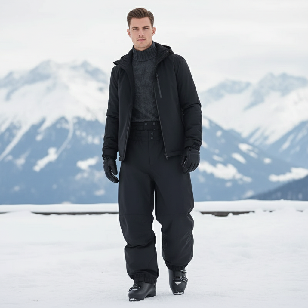 Pantalon De Ski Noir Ample Imperméable Homme - Polyester