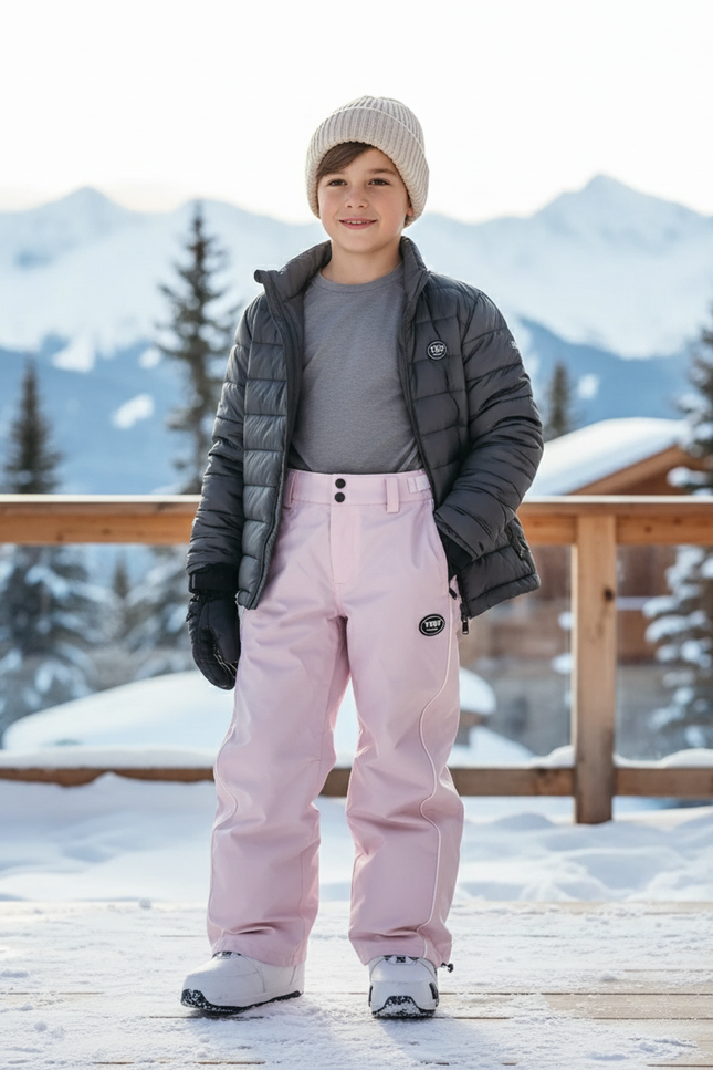 Pantalon De Ski Rose Pâle Imperméable Enfant Coupe Droite - Polyester