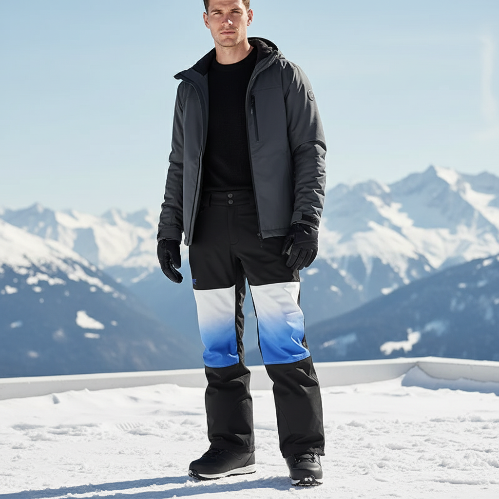 Pantalon De Ski Noir Dégradé Bleu Homme Imperméable - Multicolore Polyester