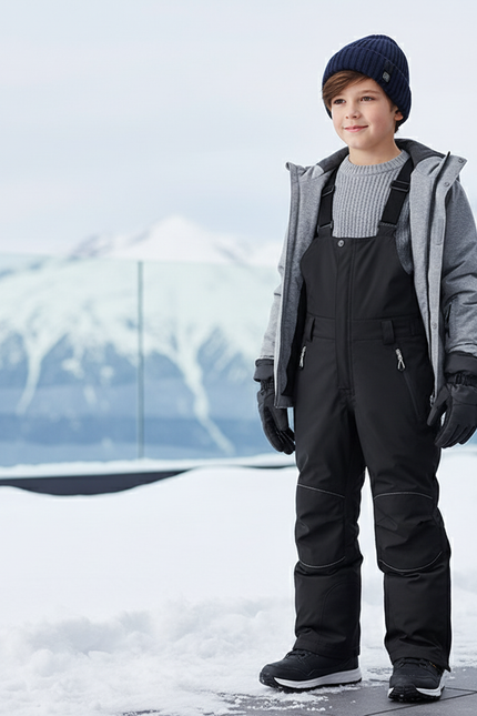Pantalon De Ski Enfant Noir Salopette Imperméable Hiver - Polyester