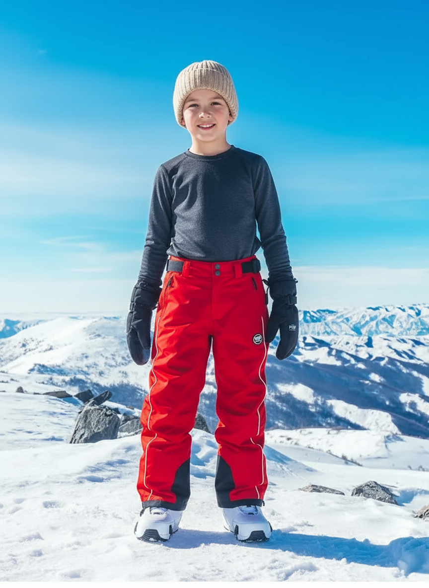 Pantalon De Ski Rouge Imperméable Enfant Hiver Respirant - Polyester