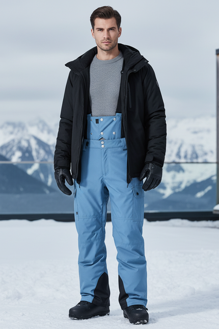 Pantalon De Ski Salopette Bleu Imperméable Chaud Homme - Polyester