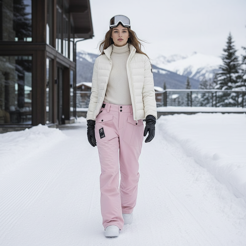 Pantalon De Ski Rose Pâle Cargo Imperméable Femme - Polyester