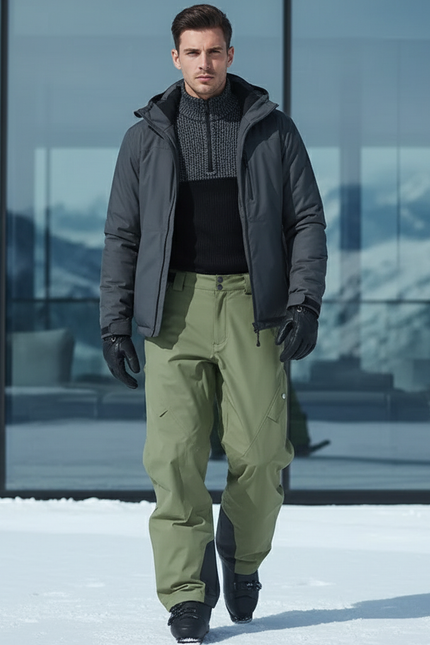 Pantalon De Ski Vert Kaki Ample Imperméable Homme - Polyester