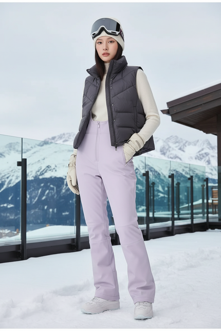 Pantalon De Ski Lilas Slim Bretelles Imperméable Femme - Violet Polyester