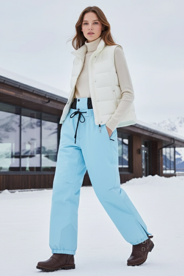 Pantalon De Ski Bleu Ample Imperméable Femme Hiver - Polyester