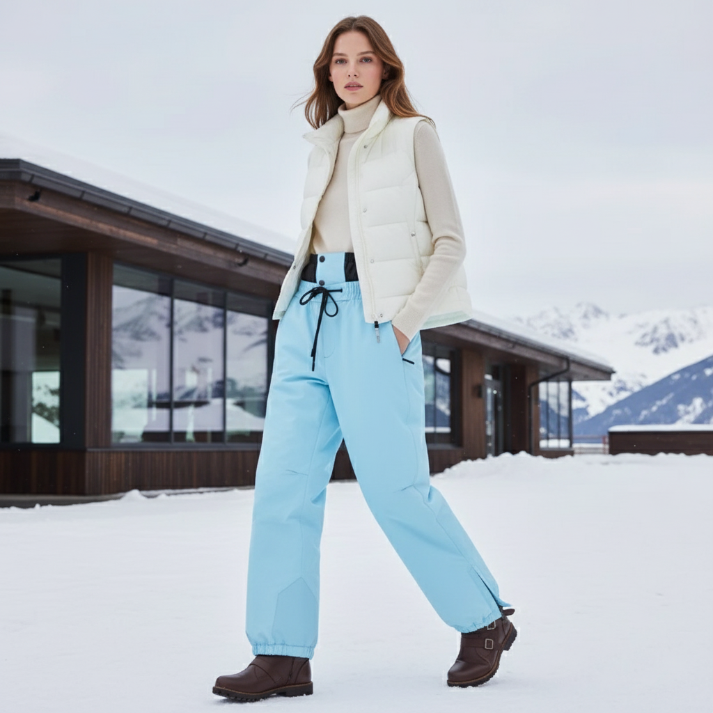 Pantalon De Ski Bleu Ample Imperméable Femme Hiver - Polyester