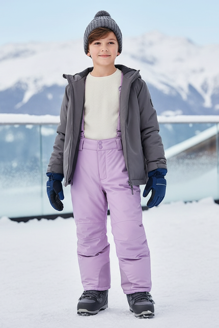 Pantalon De Ski Violet Enfant Imperméable Bretelles Hiver - Polyester