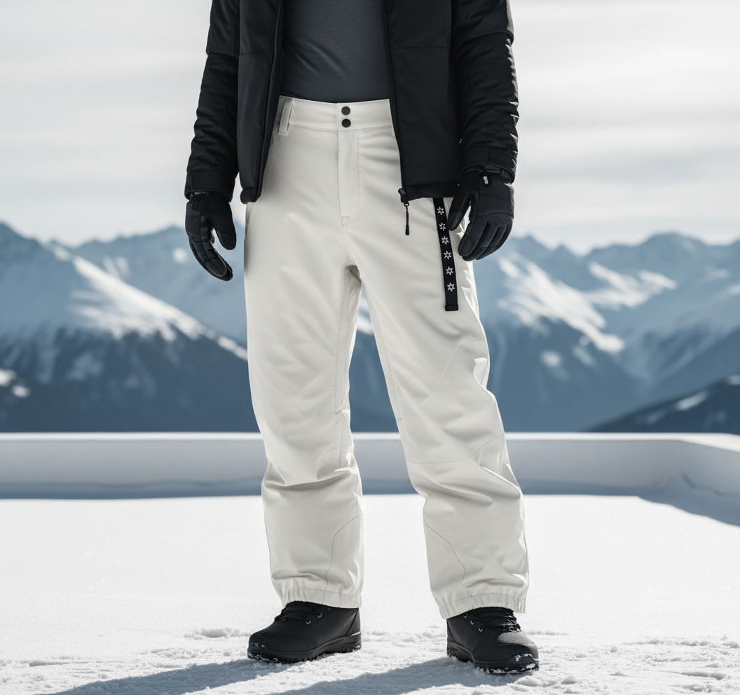 Pantalon De Ski Blanc Ample Imperméable Unisexe - Polyester