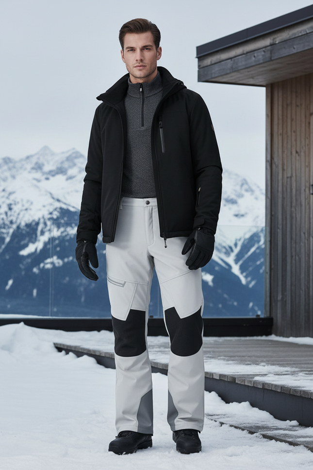 Pantalon De Ski Gris Bicolore Imperméable Thermique Homme - Polyester