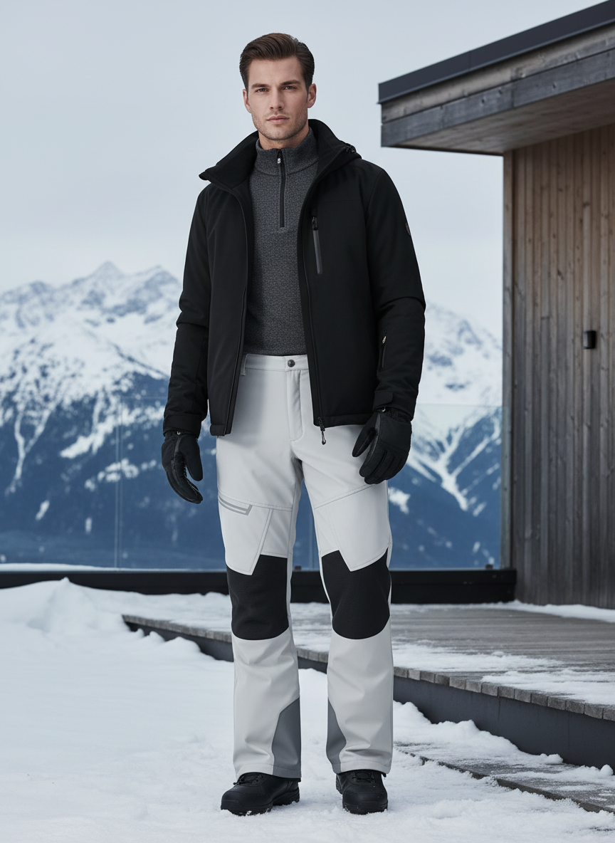 Pantalon De Ski Gris Bicolore Imperméable Thermique Homme - Polyester
