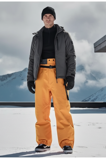 Pantalon De Ski Jaune Ample Imperméable Unisexe Hiver - Polyester