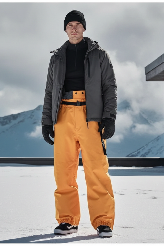 Pantalon De Ski Jaune Ample Imperméable Unisexe Hiver - Polyester