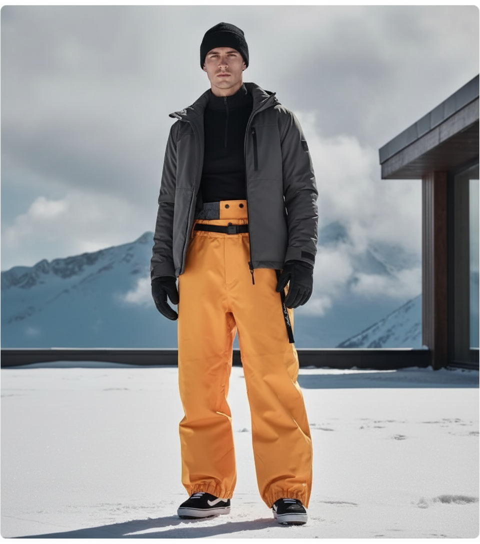 Pantalon De Ski Jaune Ample Imperméable Unisexe Hiver - Polyester