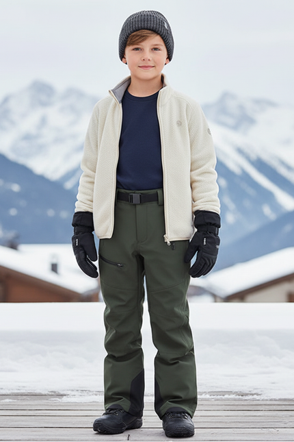 Pantalon De Ski Vert Kaki Imperméable Enfant Hiver - Polyester