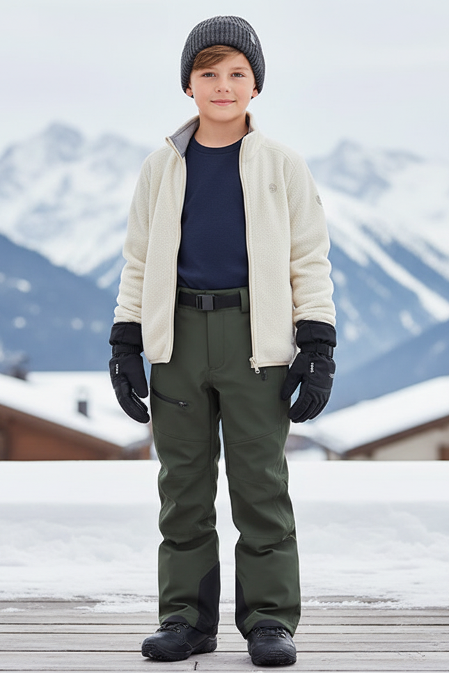 Pantalon De Ski Vert Kaki Imperméable Enfant Hiver - Polyester
