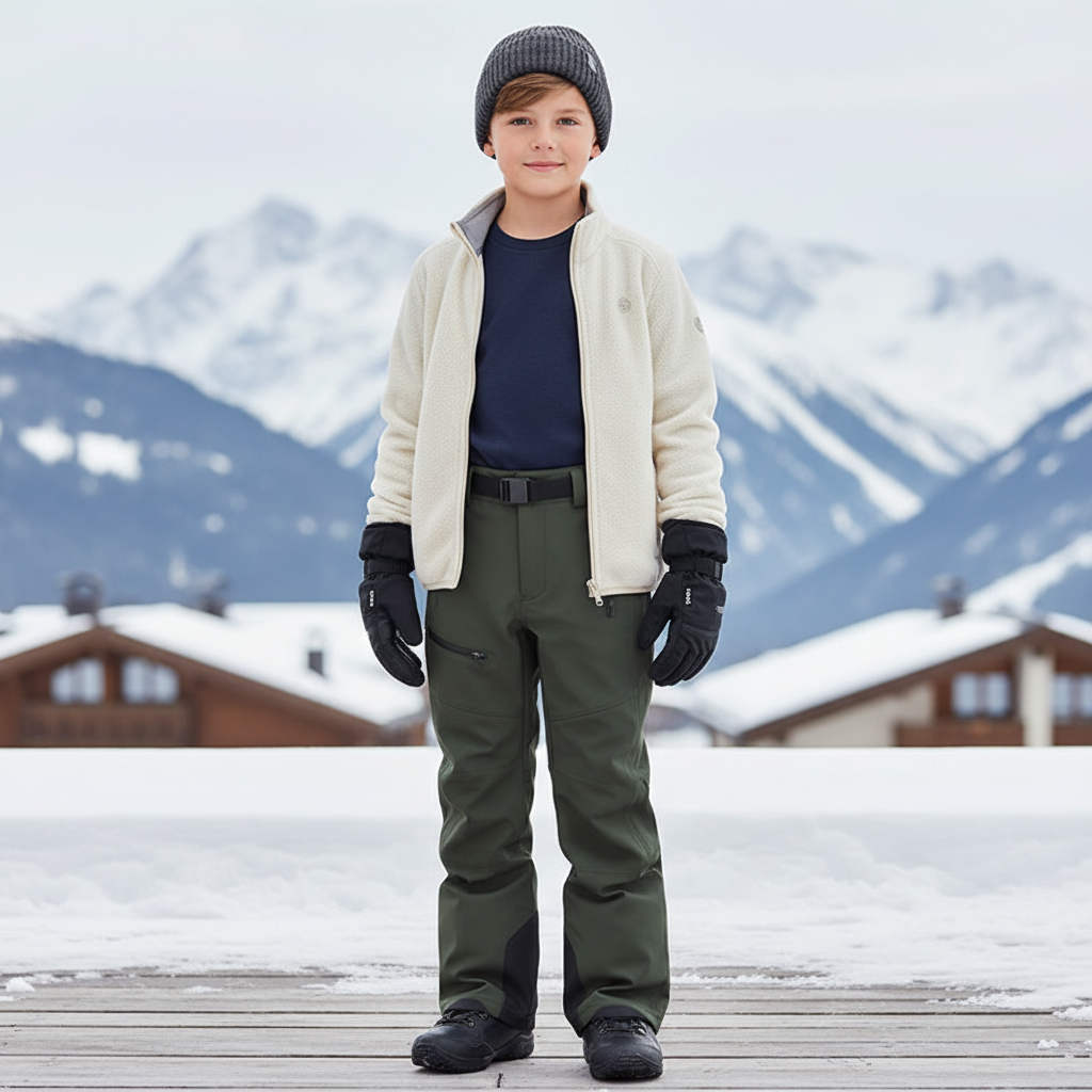Pantalon De Ski Vert Kaki Imperméable Enfant Hiver - Polyester