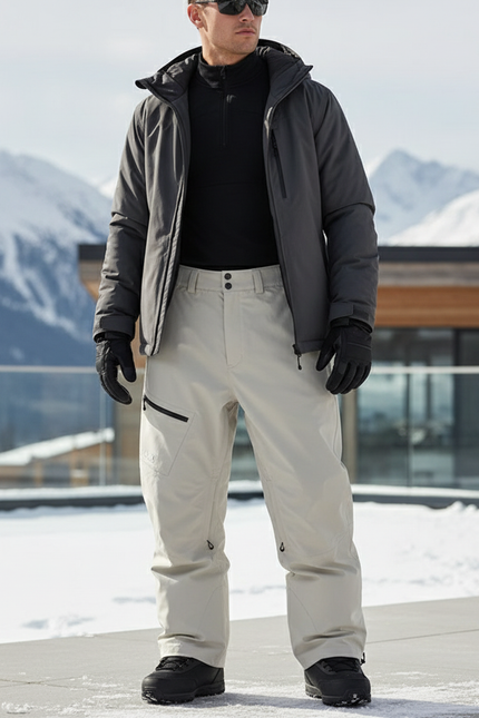 Pantalon De Ski Beige Imperméable Cargo Homme Hiver - Polyester