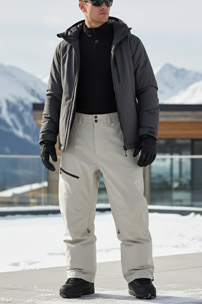 Pantalon De Ski Beige Imperméable Cargo Homme Hiver - Polyester