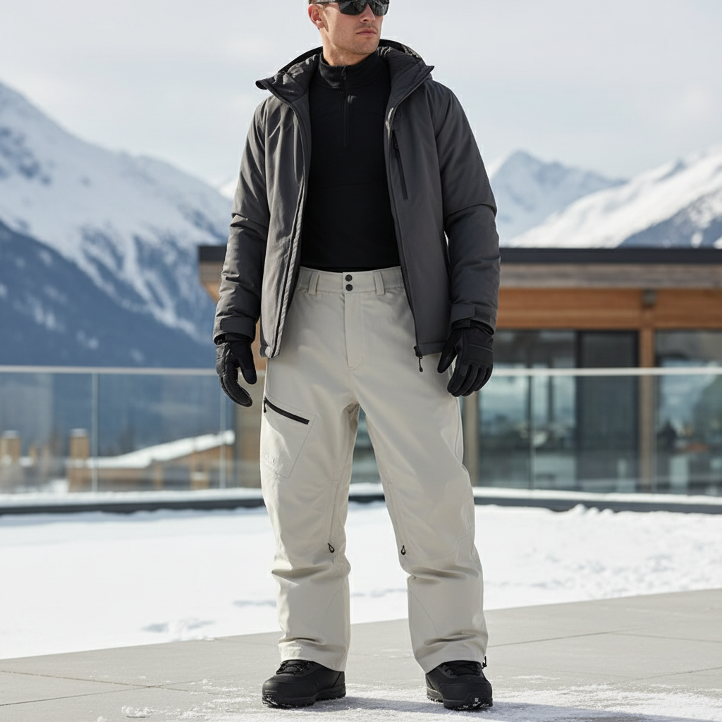 Pantalon De Ski Beige Imperméable Cargo Homme Hiver - Polyester