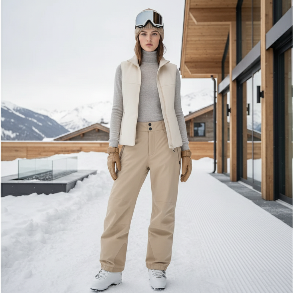 Pantalon De Ski Beige Imperméable Respirant Femme - Polyester
