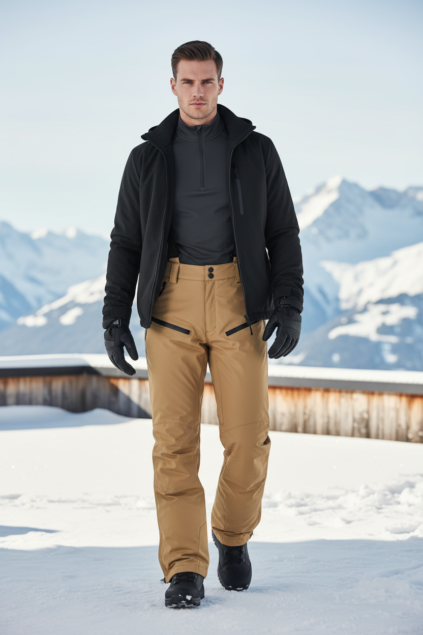 Pantalon De Ski Homme Kaki Imperméable Randonnée Hiver - Beige Polyester