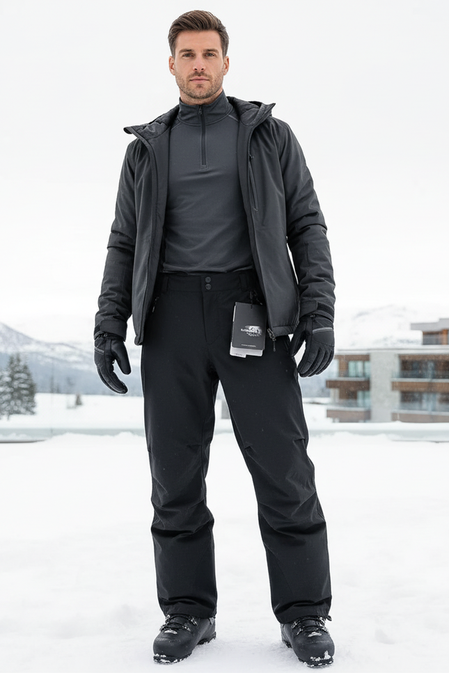 Pantalon De Ski Noir Imperméable Homme Doublé Chaud - Polyester