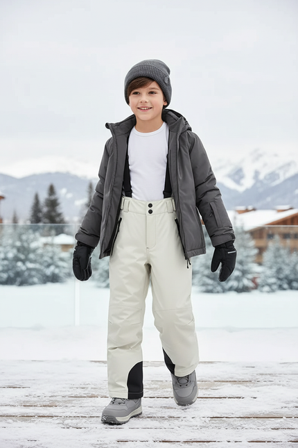 Pantalon De Ski Enfant Beige Imperméable Bretelles - Polyester