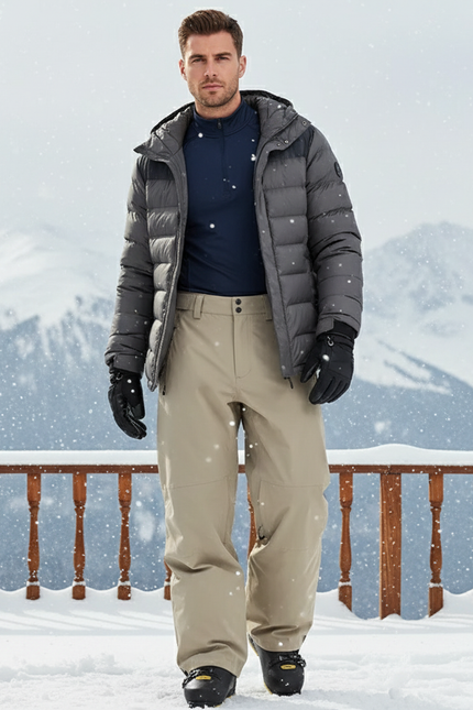 Pantalon De Ski Beige Homme Imperméable Confortable Hiver - Polyester