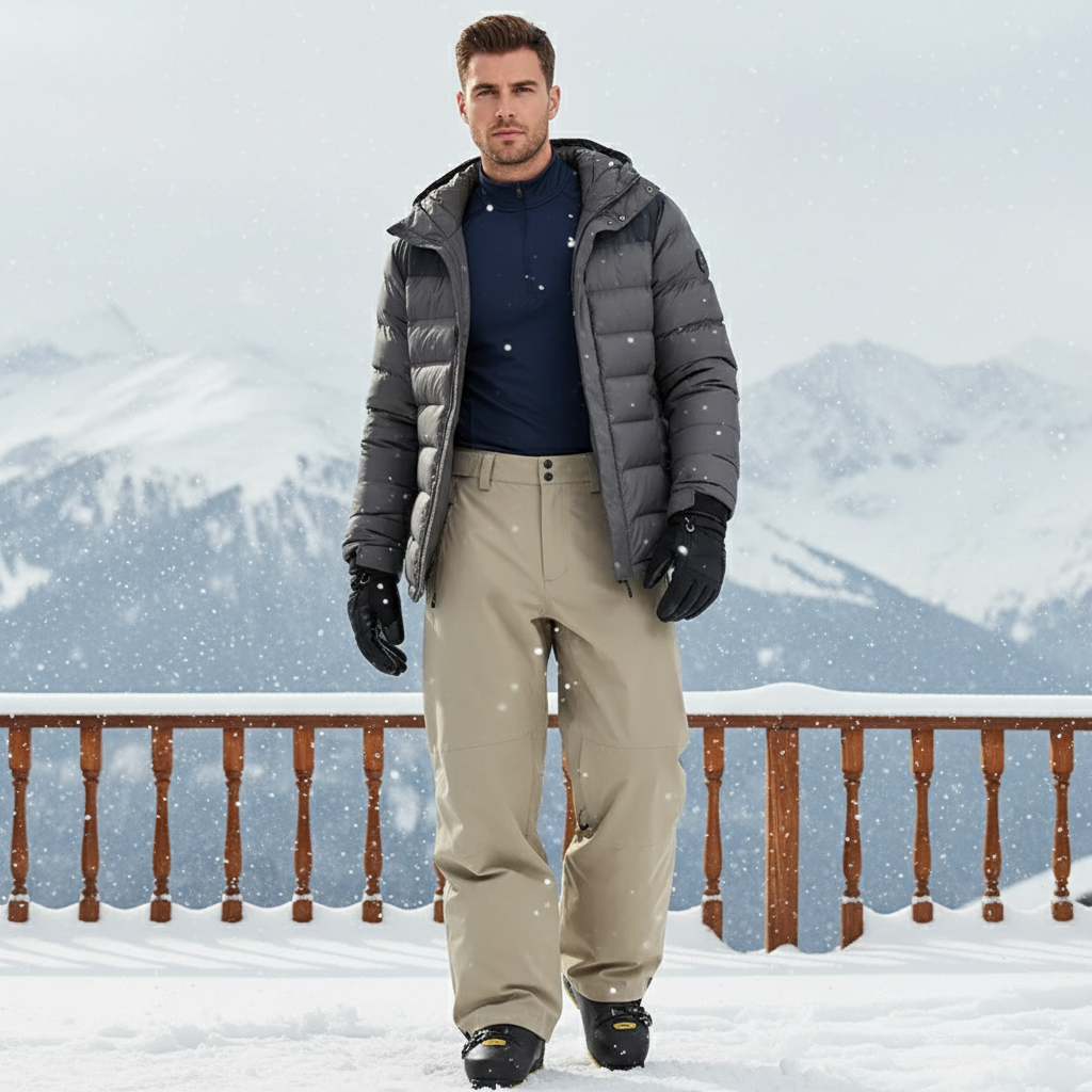 Pantalon De Ski Beige Homme Imperméable Confortable Hiver - Polyester