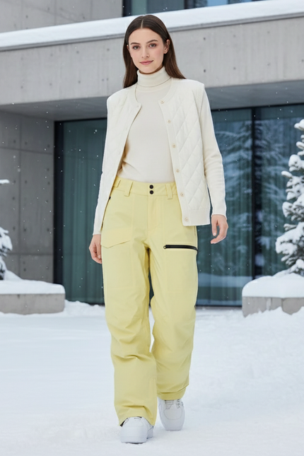 Pantalon De Ski Jaune Ample Imperméable Femme Hiver - Polyester