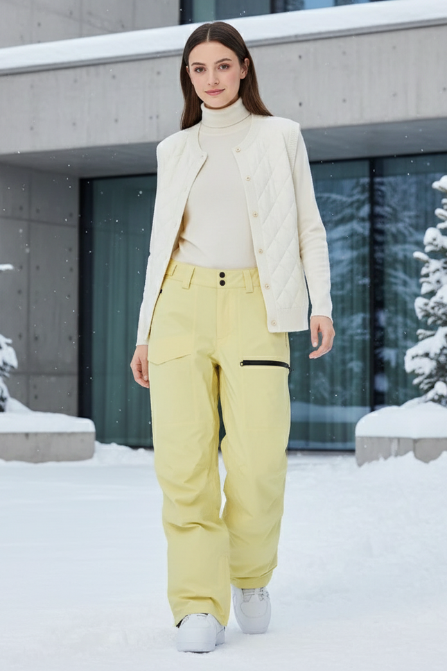 Pantalon De Ski Jaune Ample Imperméable Femme Hiver - Polyester