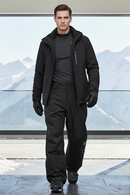 Pantalon De Ski Noir Homme Ample Imperméable Chaud - Polyester