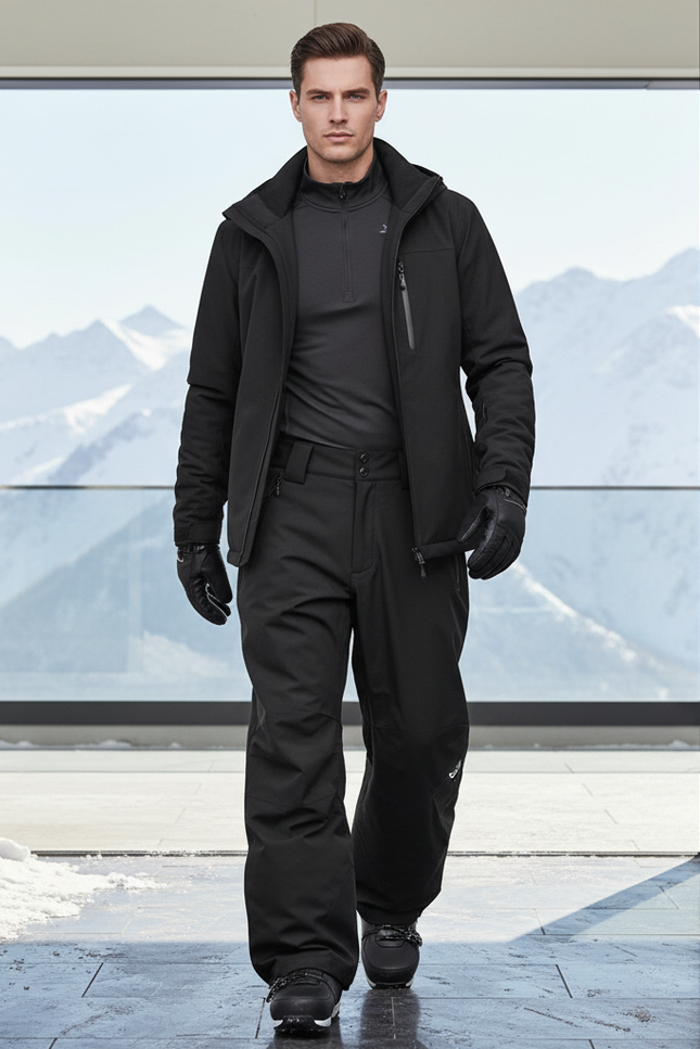 Pantalon De Ski Noir Homme Ample Imperméable Chaud - Polyester