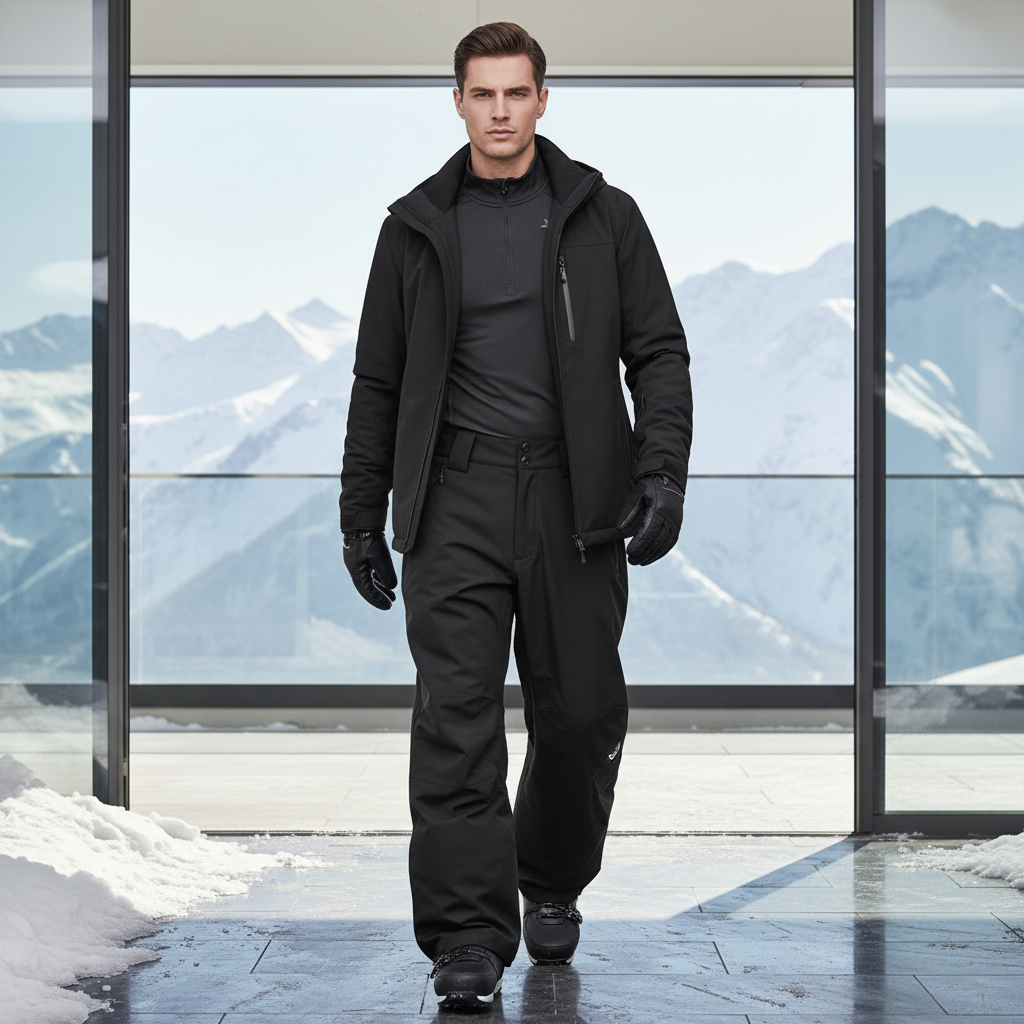 Pantalon De Ski Noir Homme Ample Imperméable Chaud - Polyester