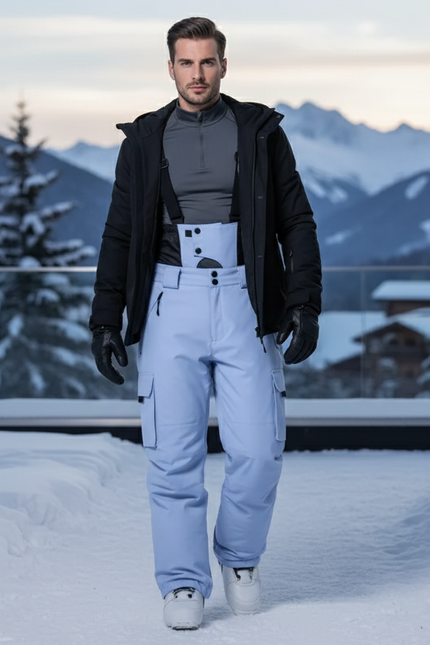 Pantalon De Ski Bleu Ciel Ample Bretelles Homme Hiver - Polyester