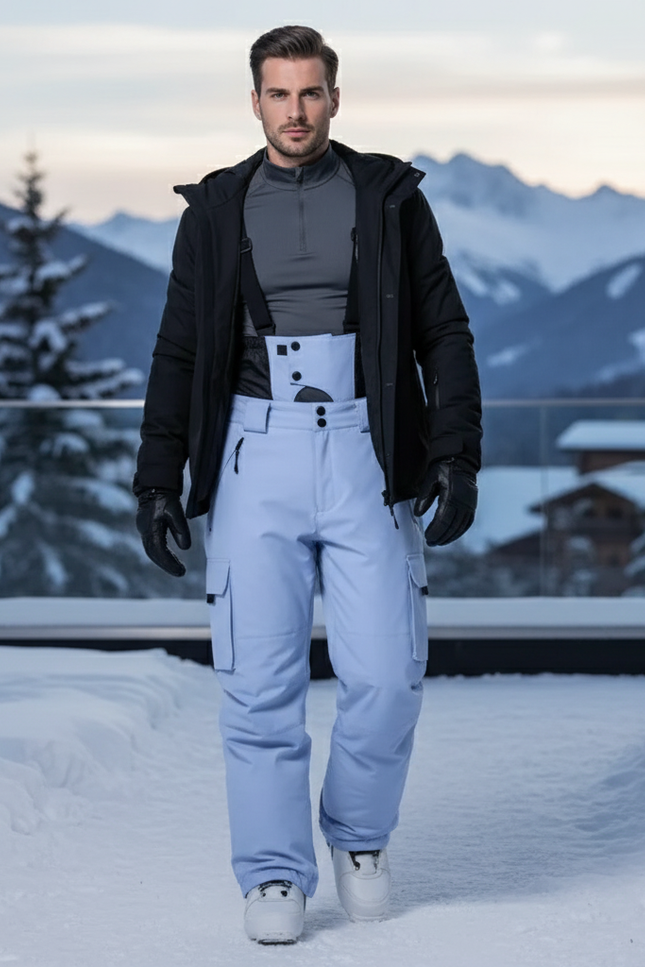 Pantalon De Ski Bleu Ciel Ample Bretelles Homme Hiver - Polyester