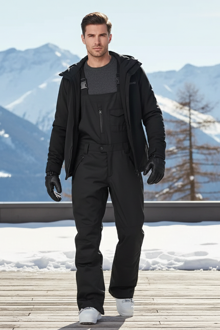 Pantalon De Ski Noir Homme Salopette Imperméable Hiver - Polyester